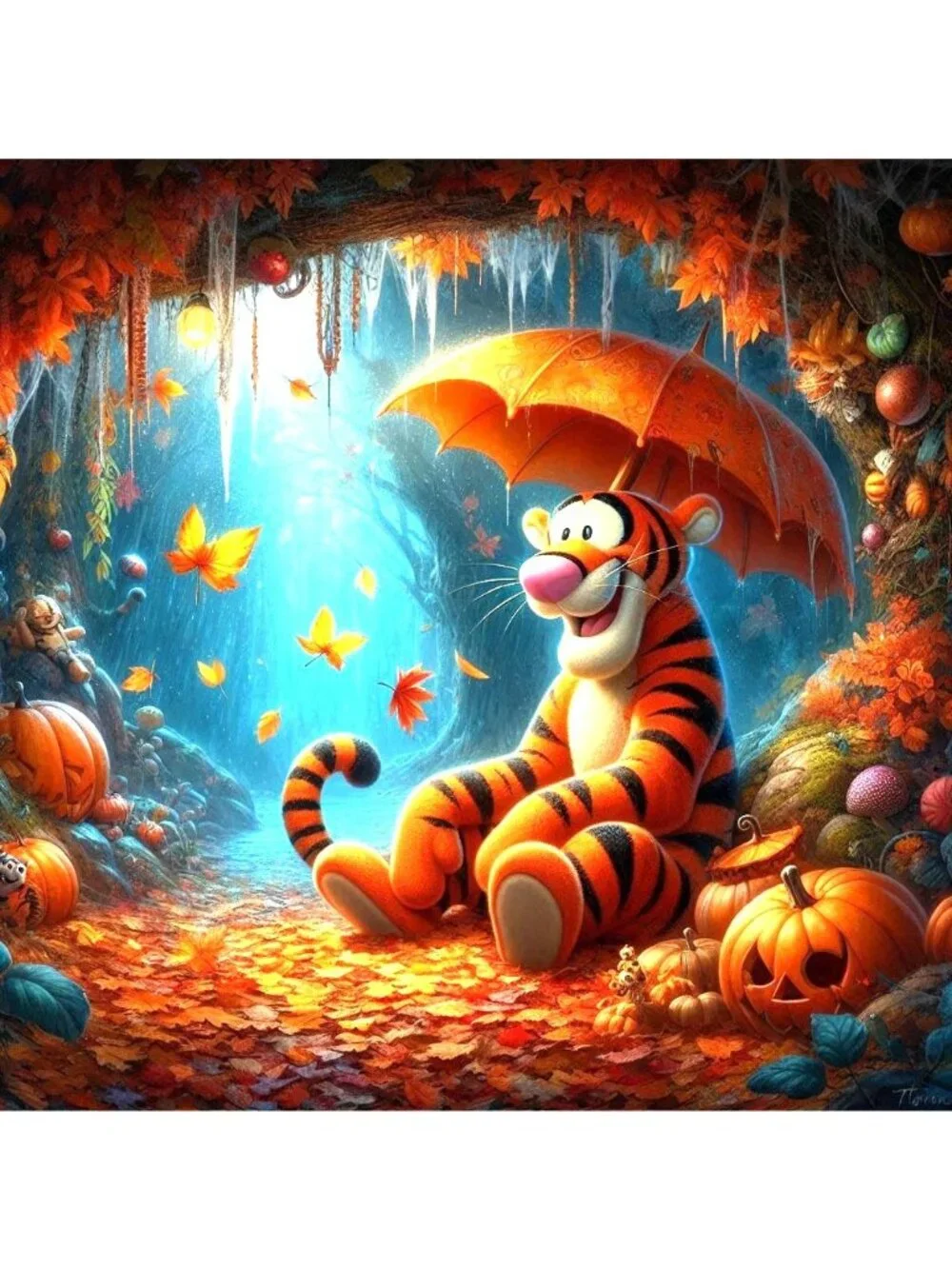 Amie J Tigger Blanket Throw Halloween Jack O Lantern Trick Treat Fall Jazz Blues